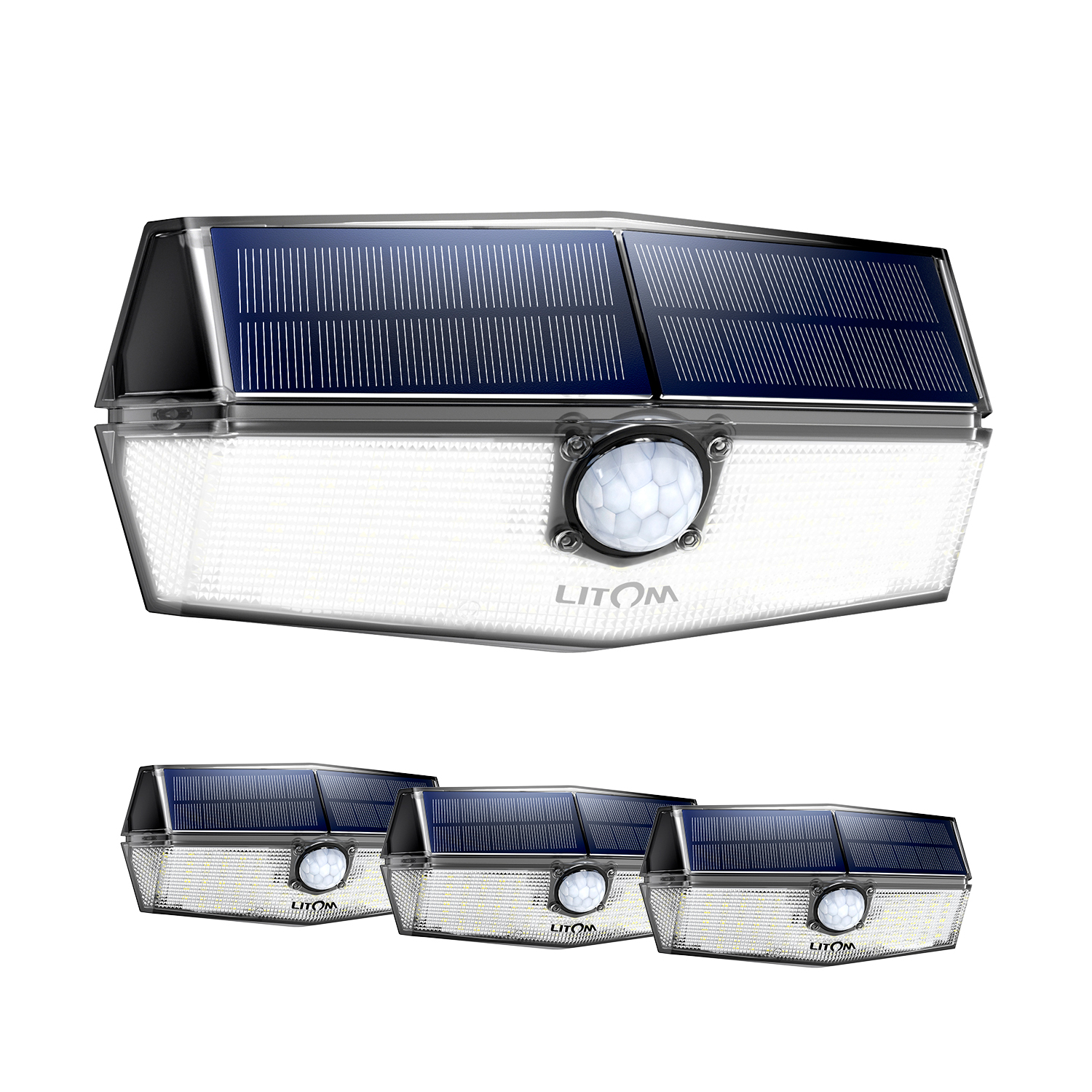 Kit 4pz Lampara Solar Litom Ltcd207 Ip67 120led Exterior 270 3modos