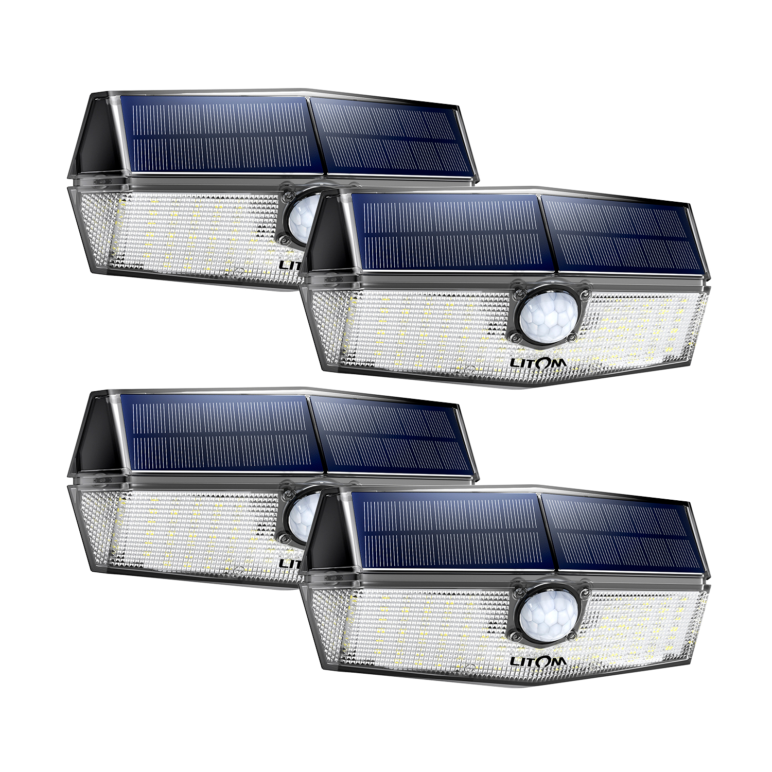 Kit 4pz Lampara Solar Litom Ltcd207 Ip67 120led Exterior 270 3modos