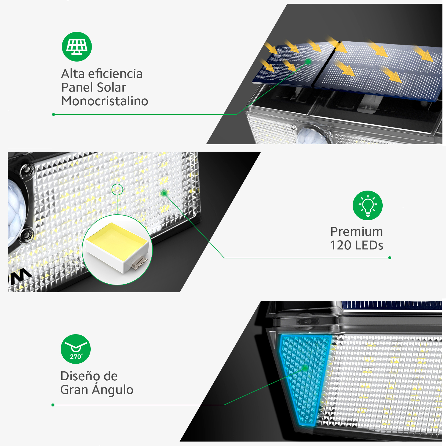 Kit 4pz Lampara Solar Litom Ltcd207 Ip67 120led Exterior 270 3modos