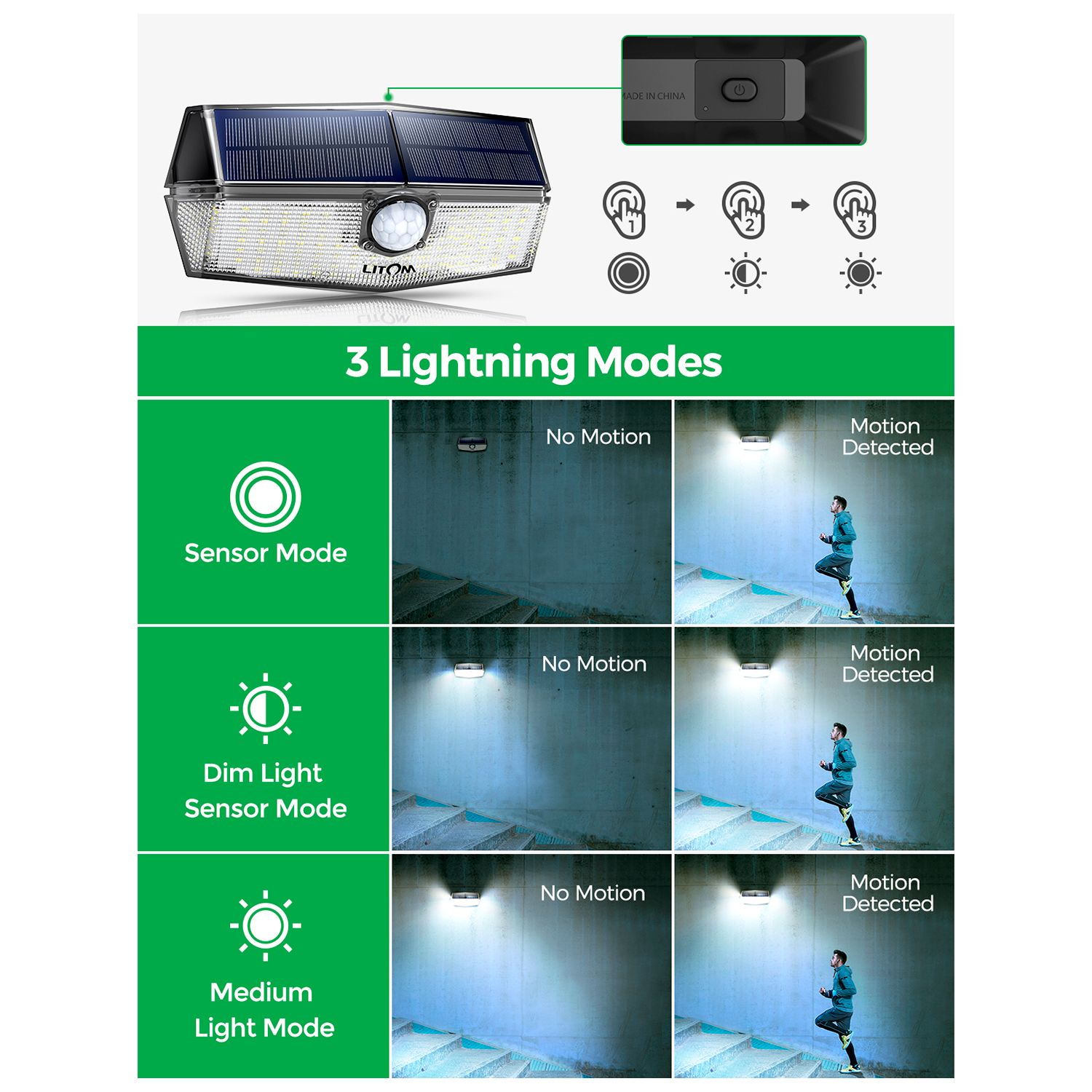 Kit 4pz Lampara Solar Litom Ltcd207 Ip67 120led Exterior 270 3modos