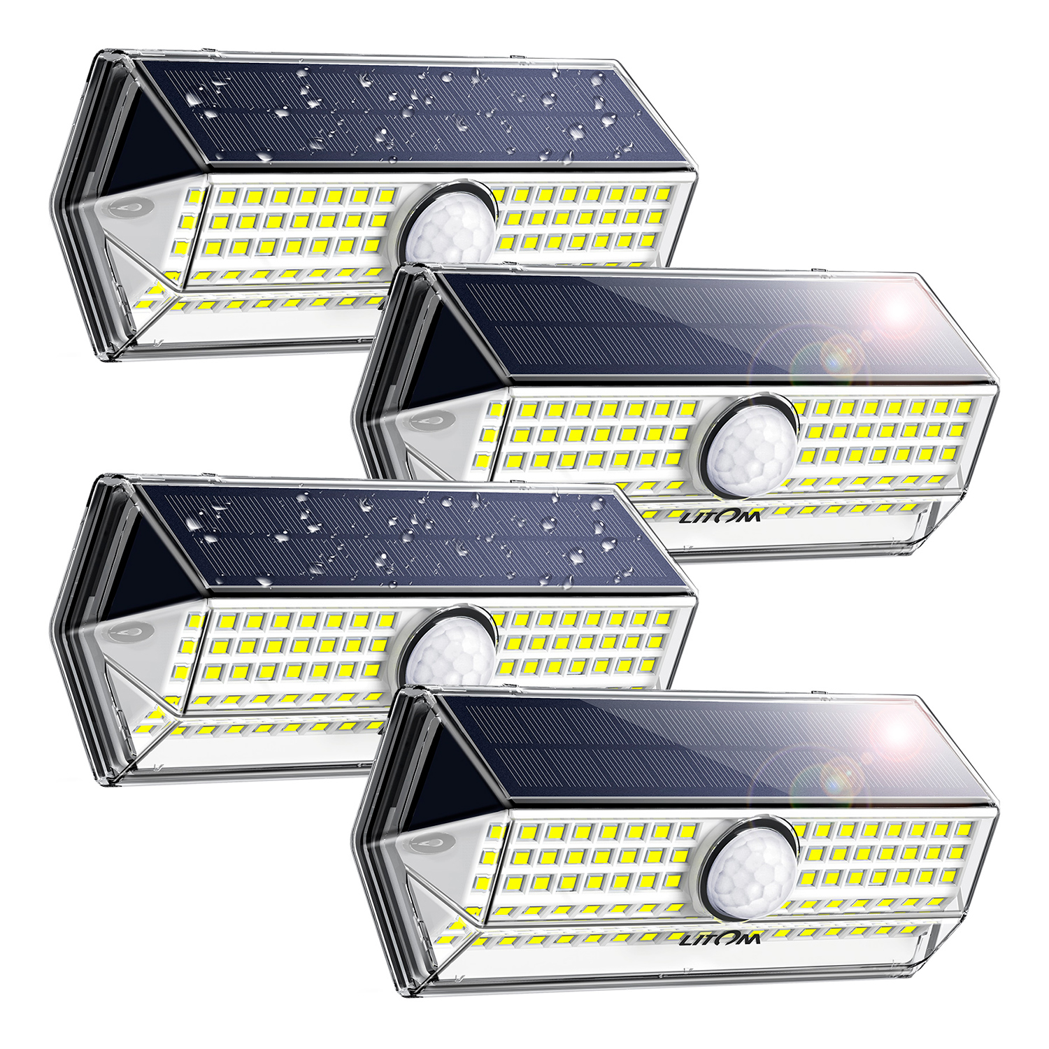 Kit 4pz Lampara Solar Litom Ltcd269 Ip67 100led Sensor De Movimiento
