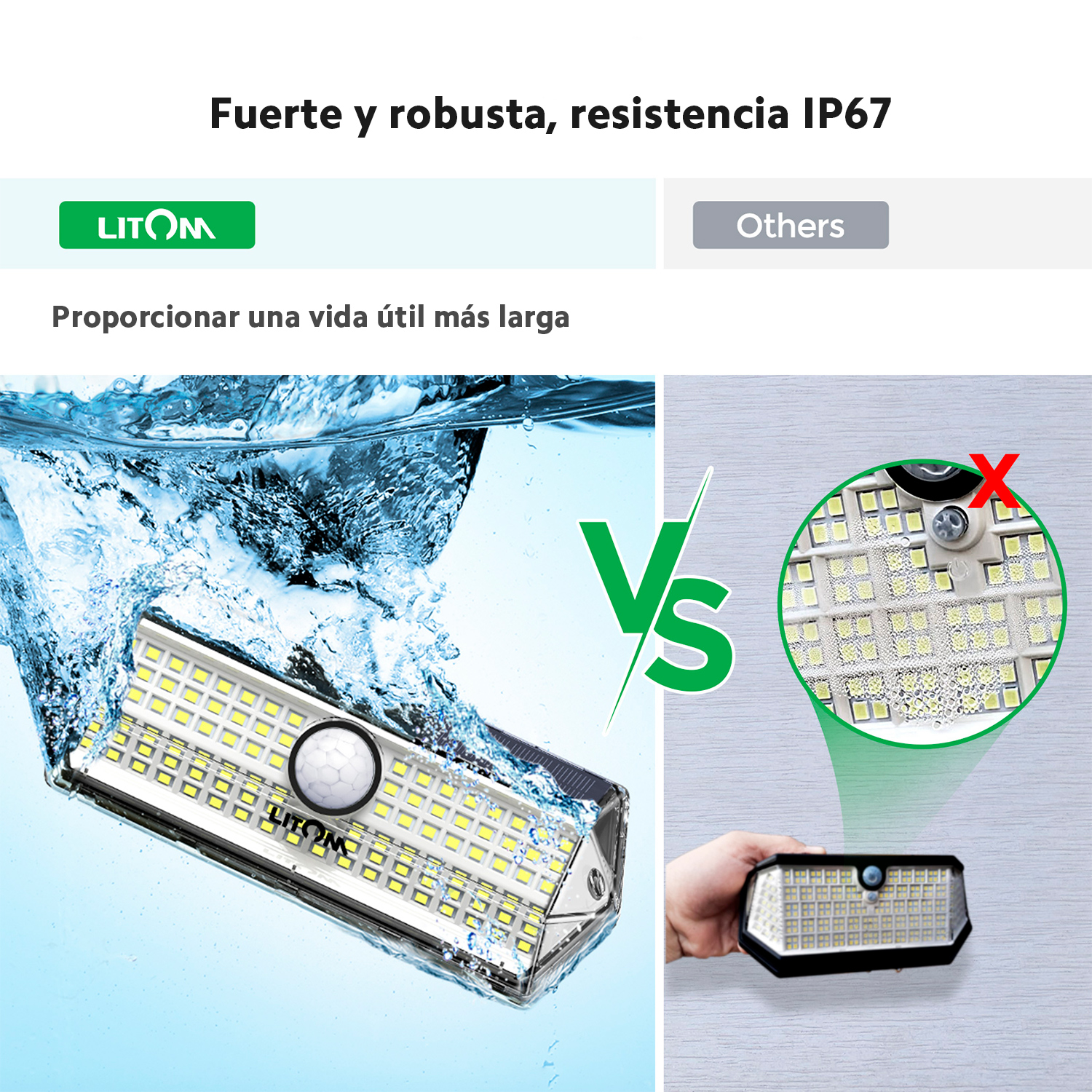 Kit 4pz Lampara Solar Litom Ltcd269 Ip67 100led Sensor De Movimiento