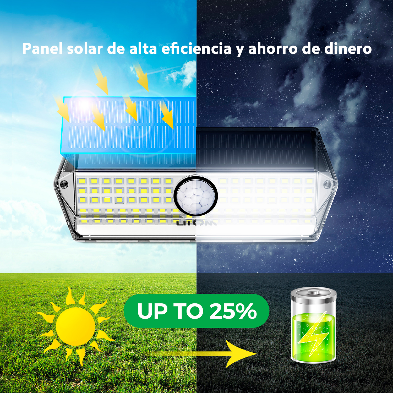 Kit 4pz Lampara Solar Litom Ltcd269 Ip67 100led Sensor De Movimiento