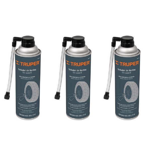 Inflador Y Sellador Instantáneo Llantas Moto Y Autos 3 Pzas