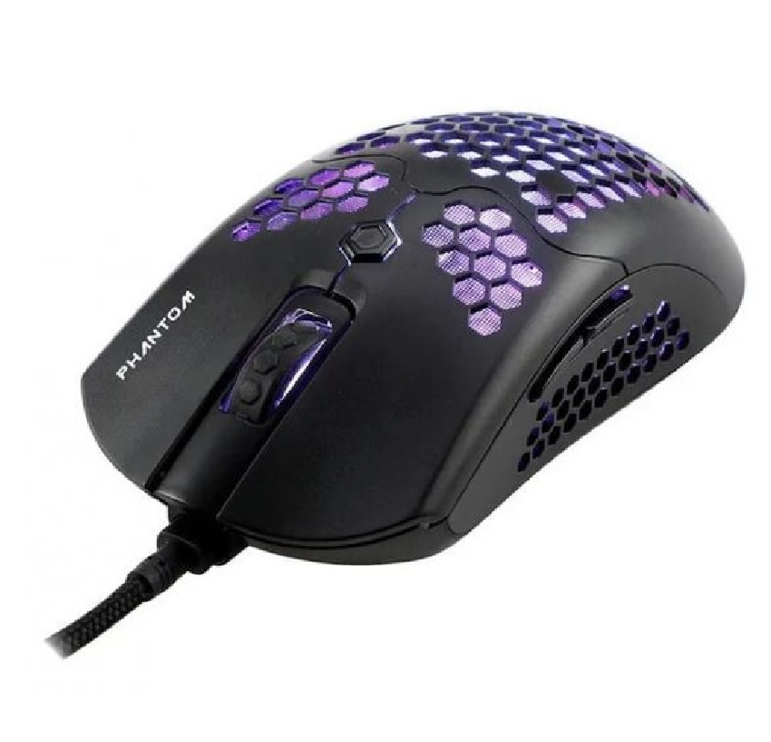 Mouse Gamer Naceb Technology Phantom 6 botones scroll USB Iluminacion RGB cable reforzado 1.8mts