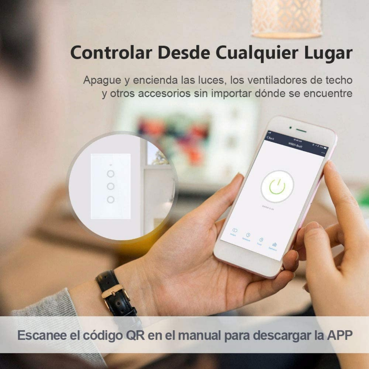 INTERRUPTOR INTELIGENTE WIFI DE PARED LUZ COMPATIBLE CON ALEXA Y GOOGLE HOME NEGRO (2 VÍAS)