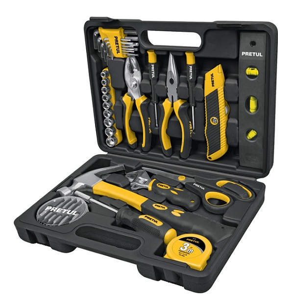 Juego de Herramientas Autocle Mecanico de 42 Pzas Hogar Set de Dados Puntas llaves Allen Martillo Flexometro Metro  Pretul