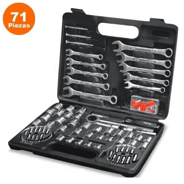 Juego de Herramientas de 71 Pzas Pretul Autocle Mecanico Mecanica Hogar Set de Dados Puntas Llaves Combinadas Matraca