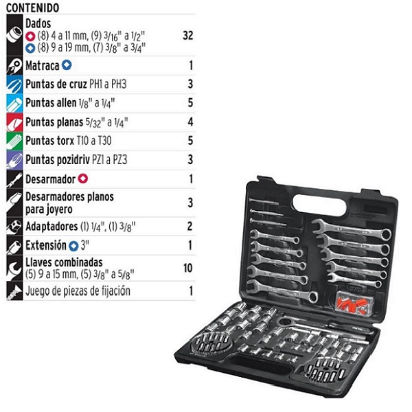 Juego de Herramientas de 71 Pzas Pretul Autocle Mecanico Mecanica Hogar Set de Dados Puntas Llaves Combinadas Matraca