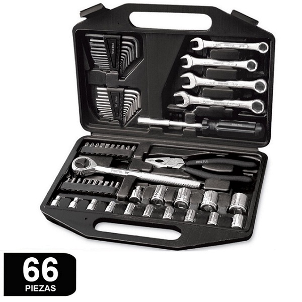Juego de Herramientas Autocle Pretul de 66 Piezas SET-70 Set de Dados Matraca Puntas LLaves Combinadas Allen Pinzas 