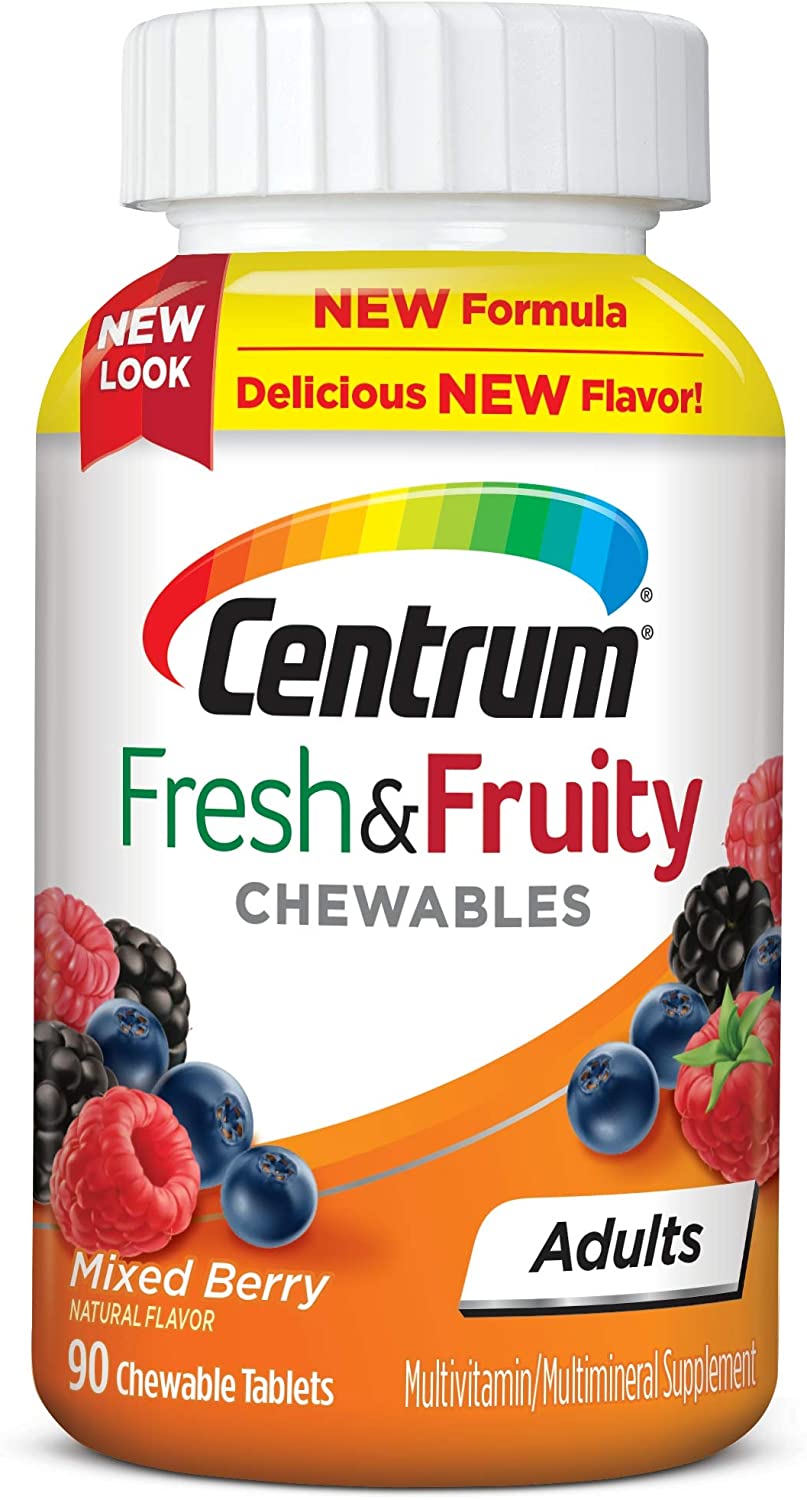 Multivitamínico masticable con sabor a fruta fresca para adultos Centrum