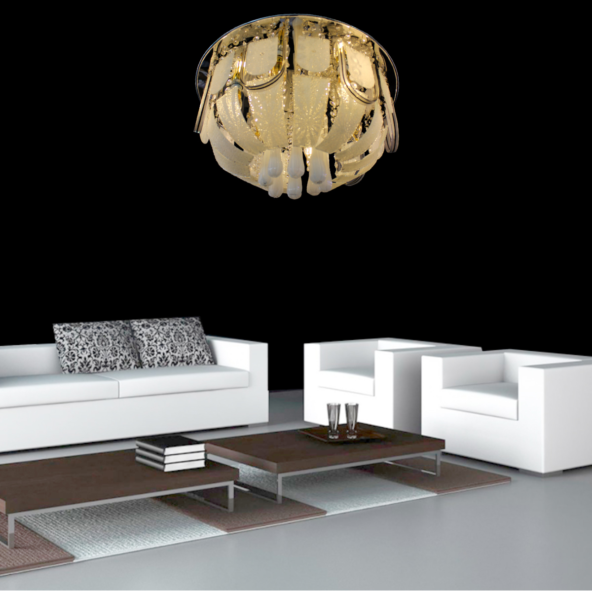 Candil De Cristal Tormenta 50cm Diametro Radio Y Bluetooth