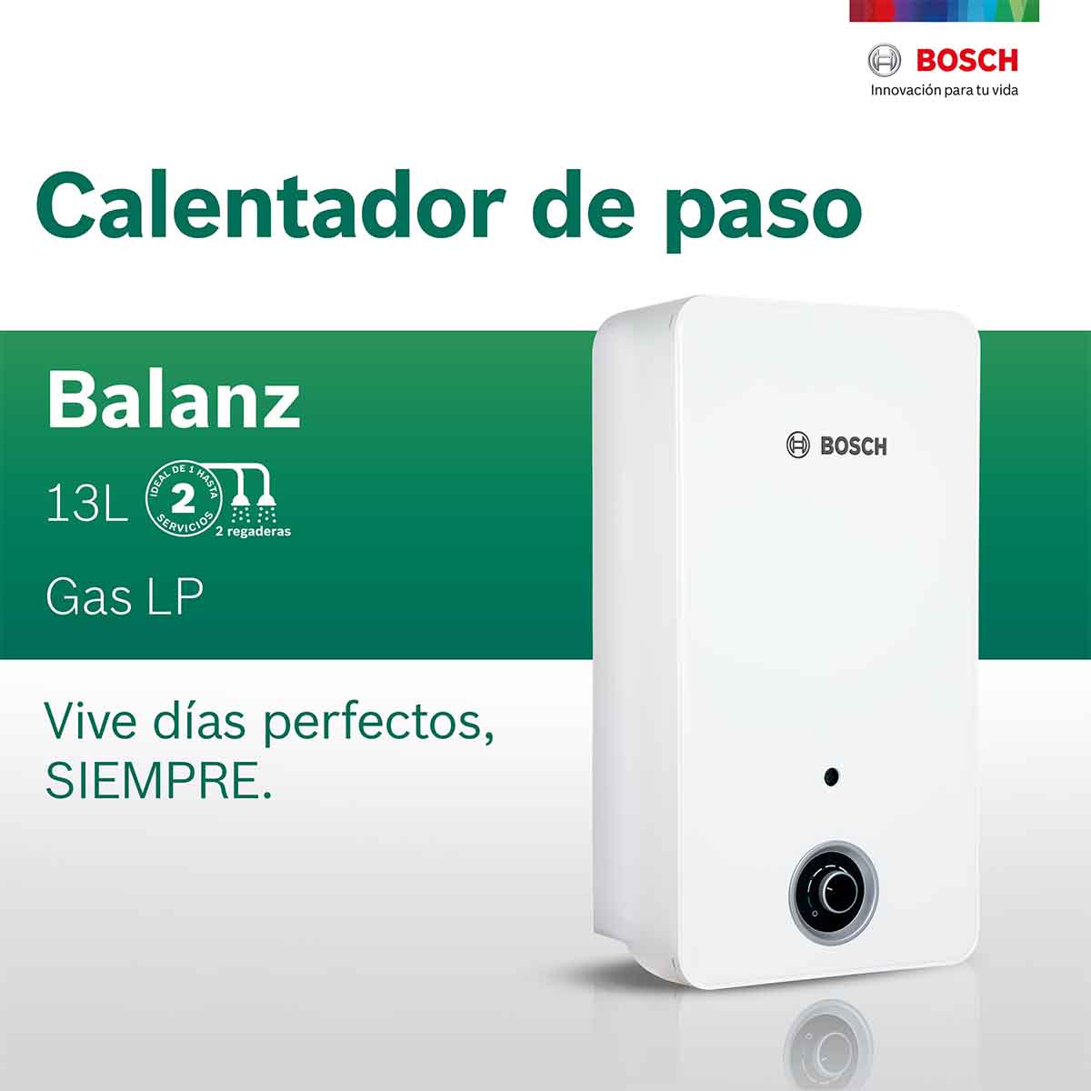 Calentador De Paso 2 Servicios Balanz 13 Gas Lp Bosch