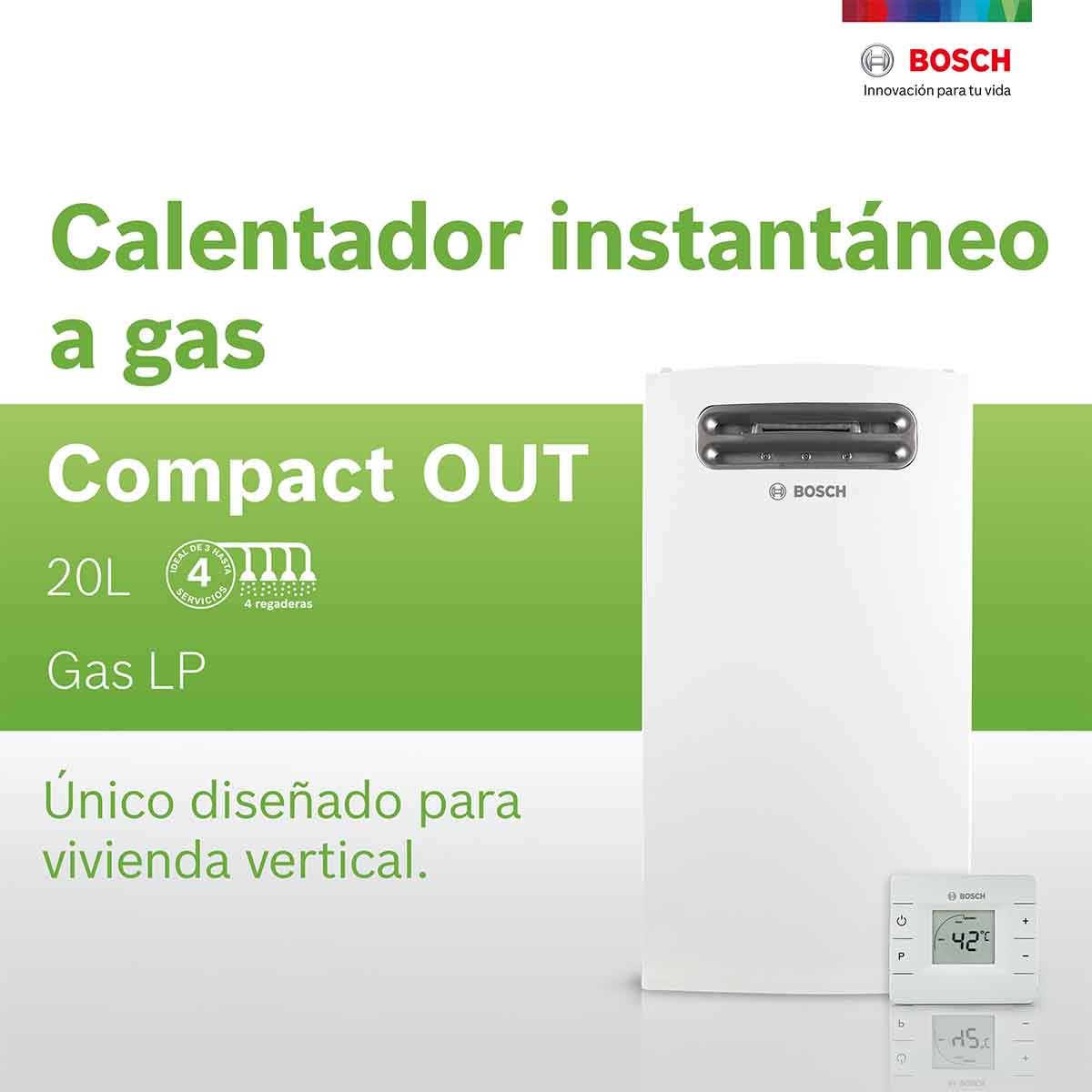 Calentador De Paso 4 Servicios Compact Out 20 Gas Lp Bosch