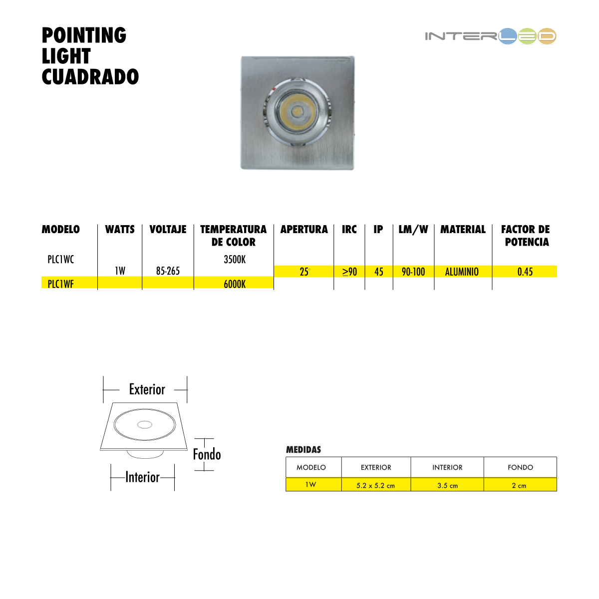 Led Repisa, Vitrina, Closet, Muro Pl Cuadrado 1w Frio 10pz