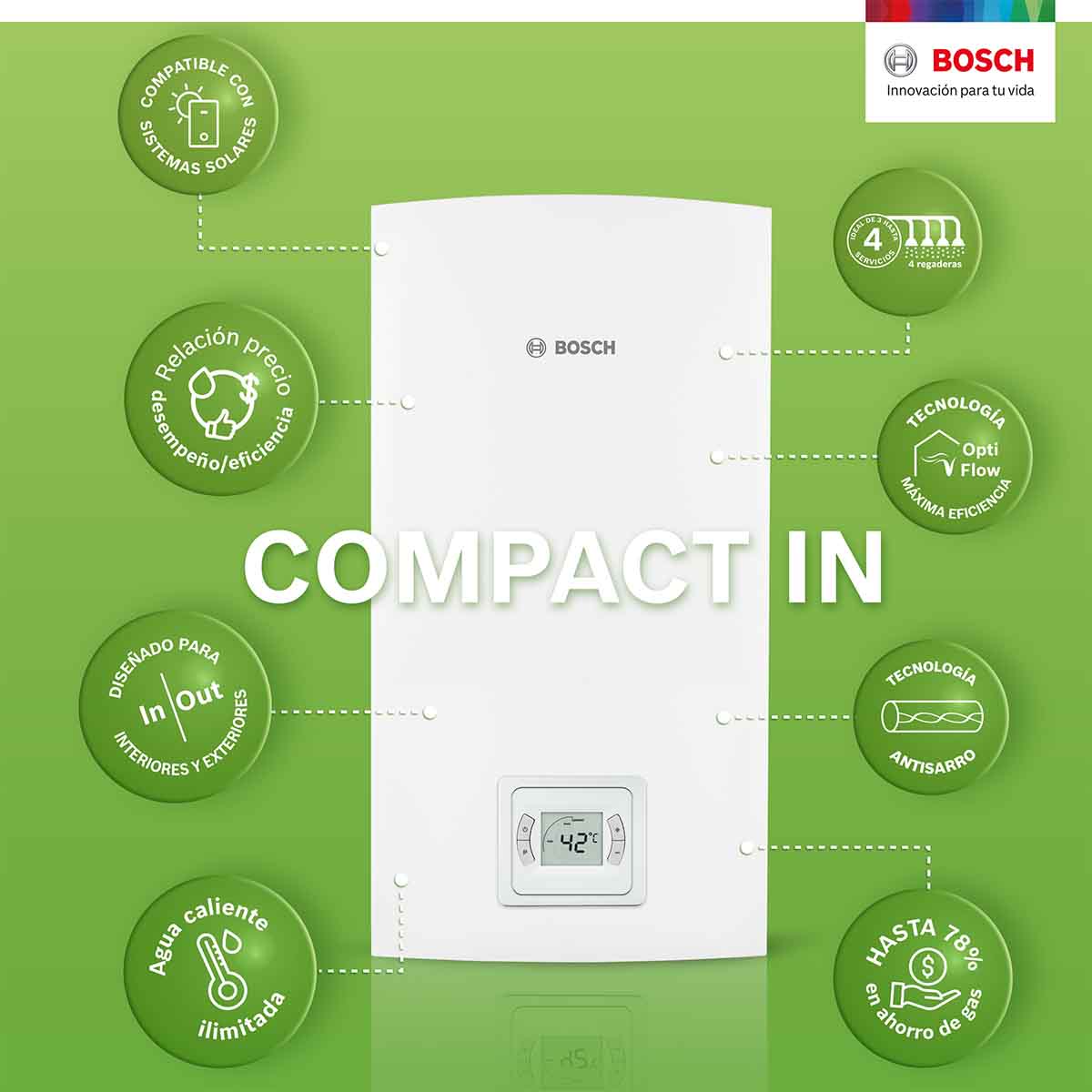 Calentador De Paso 4 Servicios Compact In 20 Gas Lp Bosch