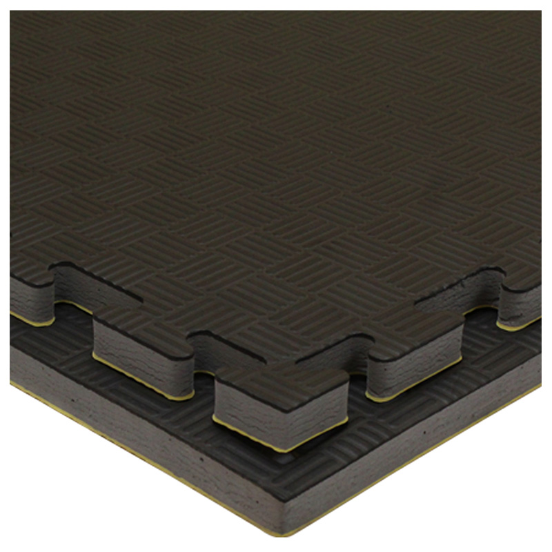 Paquete de 5 pza de Tatami de 1m*1m*2 cm de grosor Fire Sports Piso para gimnasio Negro-Amarillo