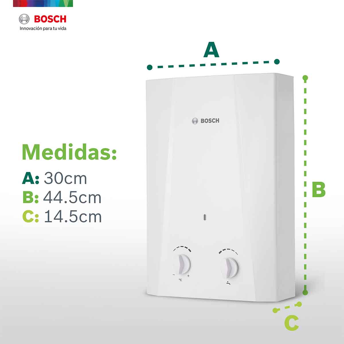 Calentador De Agua Instantaneo 1 Servicio Eco 6 Gas Bosch Blanco Natural