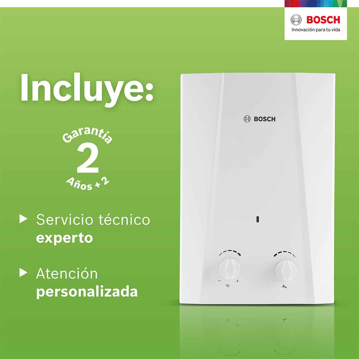 Calentador De Agua Instantaneo 1 Servicio Eco 6 Gas Bosch Blanco Natural