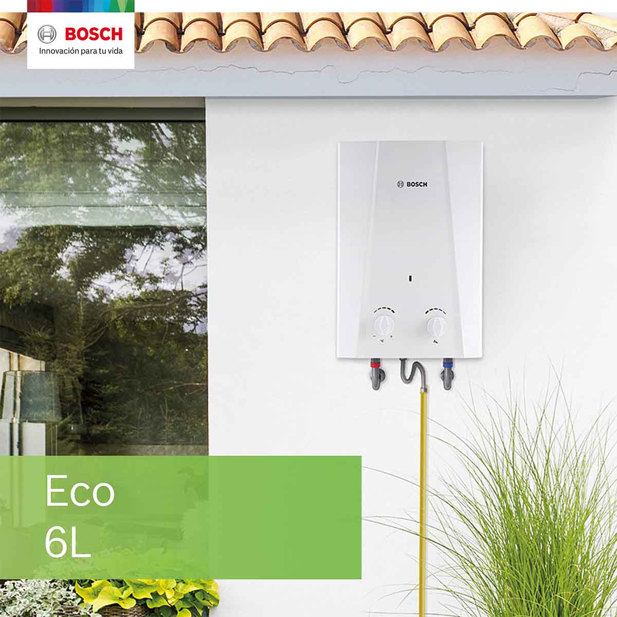 Calentador De Agua Instantaneo 1 Servicio Eco 6 Gas Bosch Blanco Natural