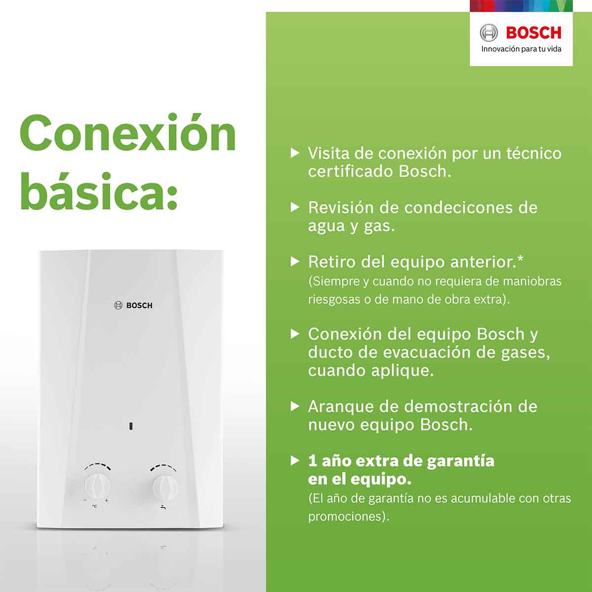 Calentador De Agua Instantaneo 1 Servicio Eco 6 Gas Bosch Blanco Natural