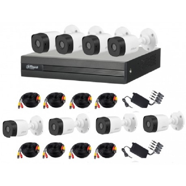 KIT DE 8 CÁMARAS DE SEGURIDAD 1080P (2 megapixeles) DAHUA