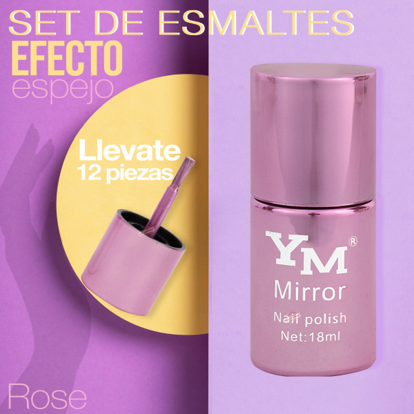 Set 12 Esmalte De Uñas Varios Tonos Barniz Efecto Espejo