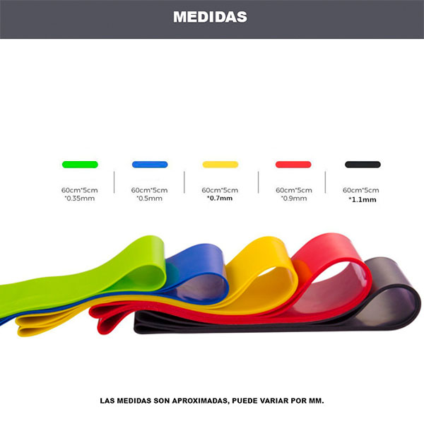 Kit 5 Ligas de Plástico Resistencia Ejercicio Yoga Glúteo