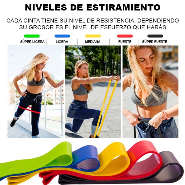 Kit 5 Ligas de Plástico Resistencia Ejercicio Yoga Glúteo