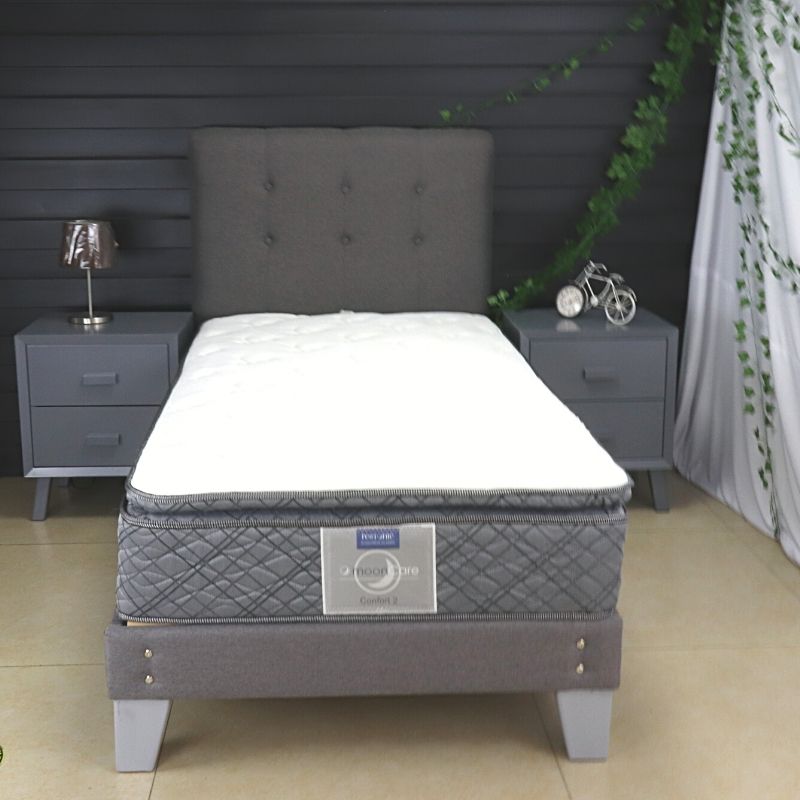 Base de Cama Individual Armable con Madera Sólida de Pino en color Gris Box Spring en estilo Nórdico NORVAL
