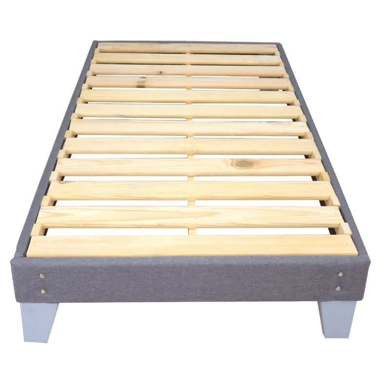 Base de Cama Individual Armable con Madera Sólida de Pino en color Gris Box Spring en estilo Nórdico NORVAL