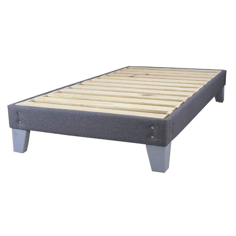 Base de Cama Individual Armable con Madera Sólida de Pino en color Gris Box Spring en estilo Nórdico NORVAL