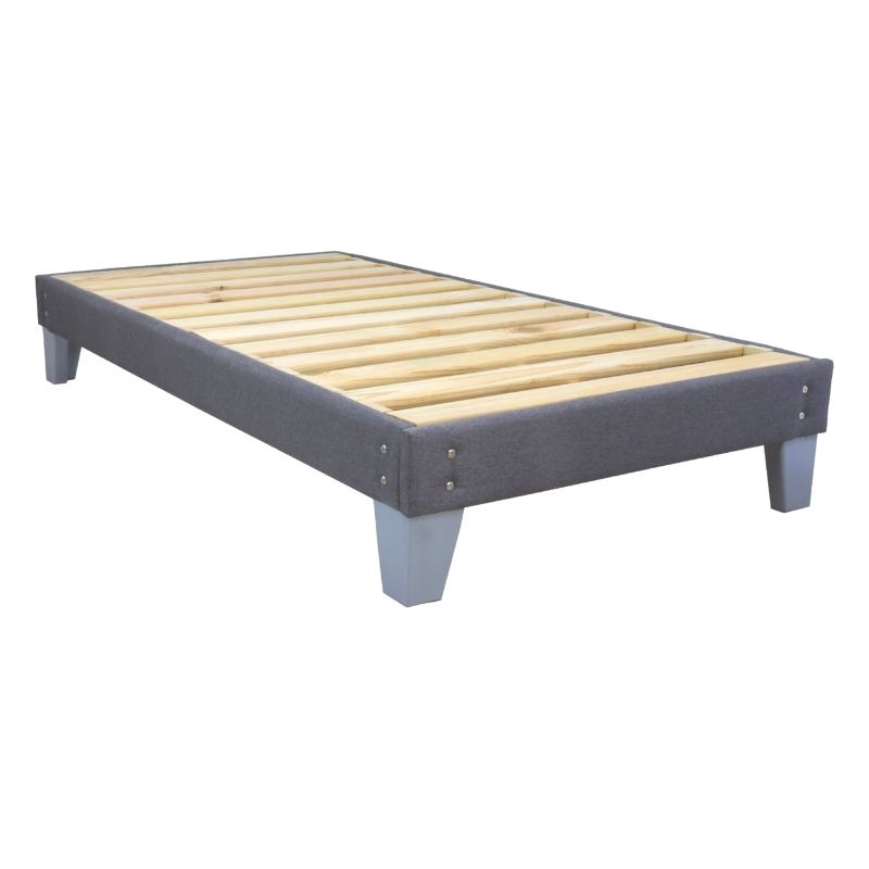 Base de Cama Individual Armable con Madera Sólida de Pino en color Gris Box Spring en estilo Nórdico NORVAL