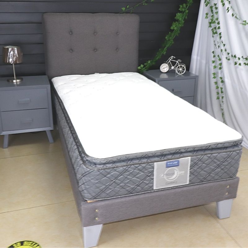 Base de Cama Individual Armable con Madera Sólida de Pino en color Gris Box Spring en estilo Nórdico NORVAL