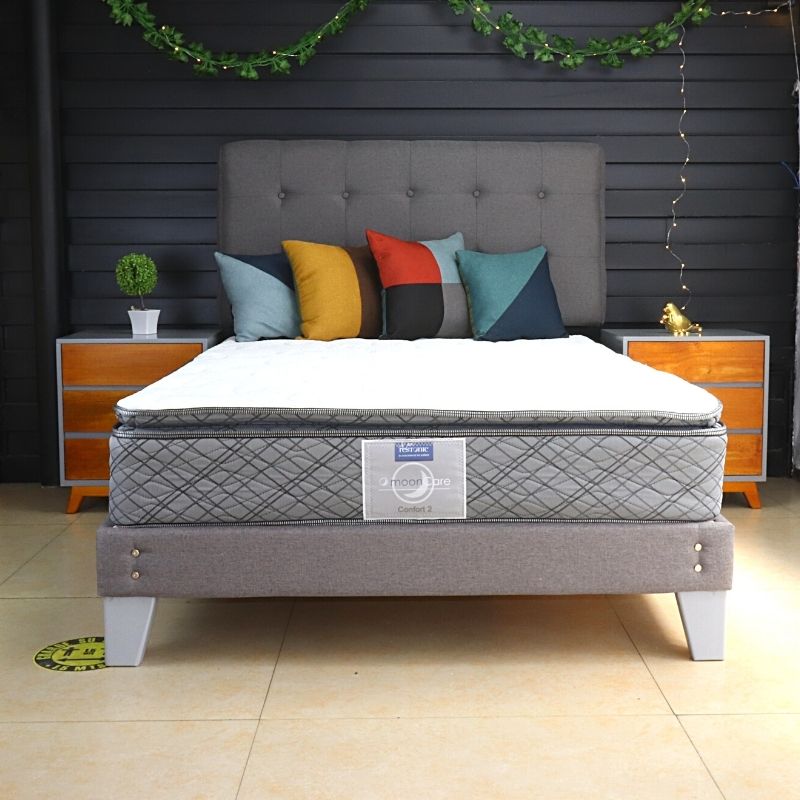Base de Cama en Color Gris de Madera de Pino Box Spring Armable Matrimonial diseño Nórdico NORVAL