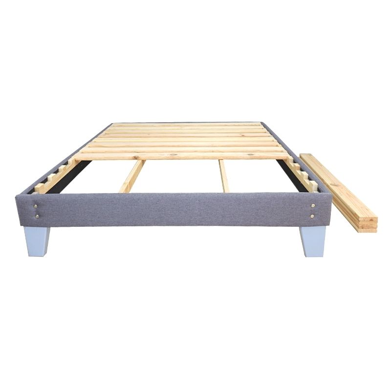 Base de Cama en Color Gris de Madera de Pino Box Spring Armable Matrimonial diseño Nórdico NORVAL