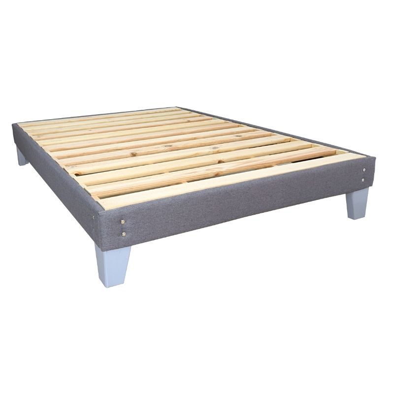 Base de Cama en Color Gris de Madera de Pino Box Spring Armable Matrimonial diseño Nórdico NORVAL