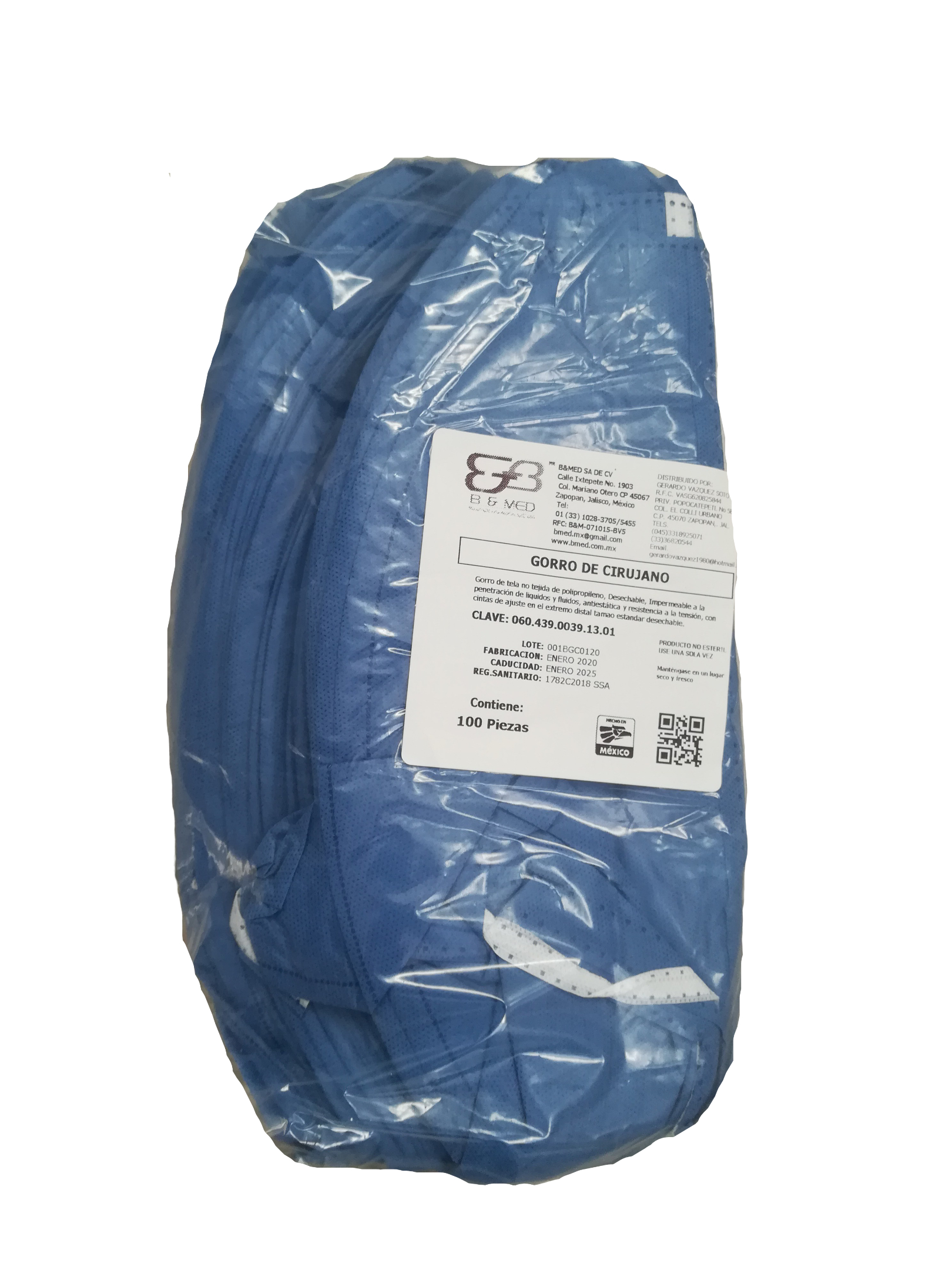 Gorro Quirúrgico Desechable Cirujano Paq 100 Pzas