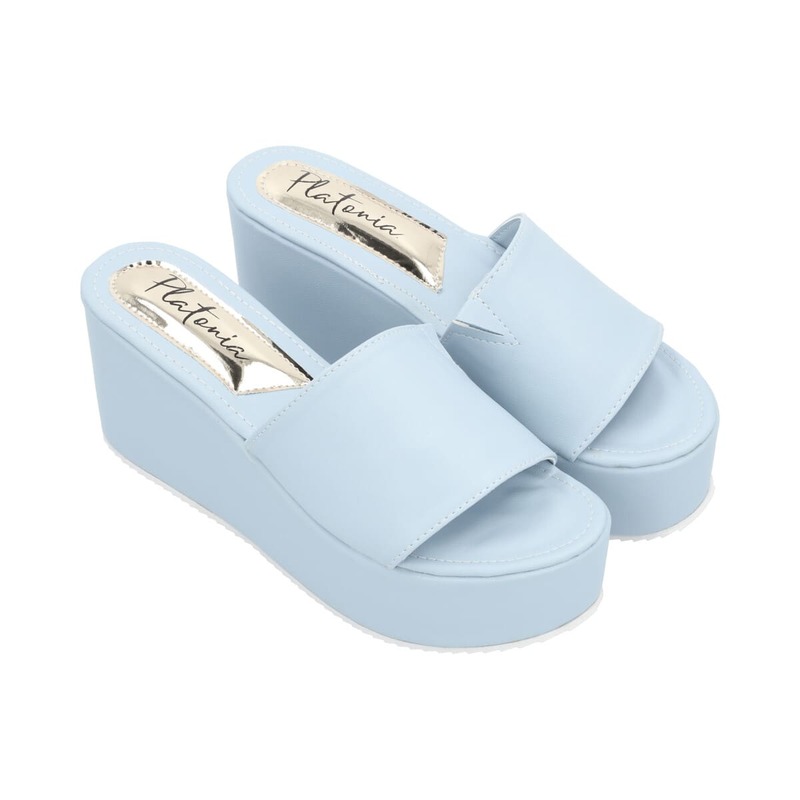 Sandalia De Plataforma Casual Azul Celeste Pastel Para Mujer
