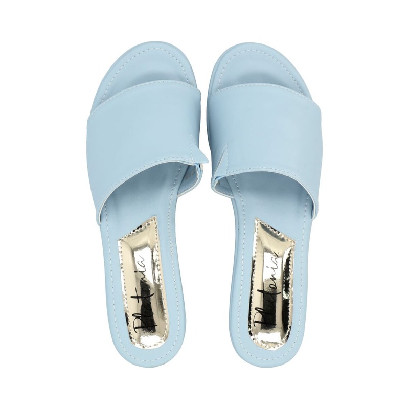 Sandalia De Plataforma Casual Azul Celeste Pastel Para Mujer