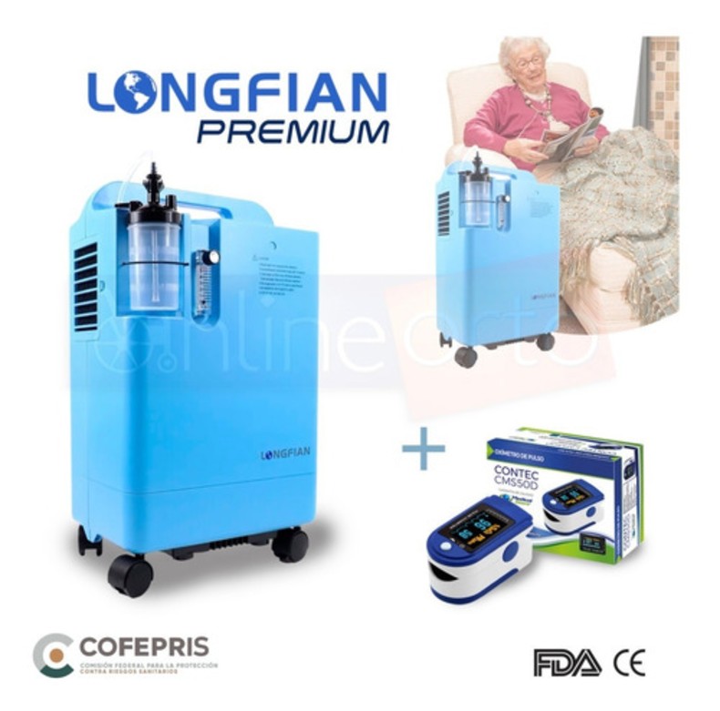 Concentrador De Oxigeno 5 Litros Longfian + Oximetro