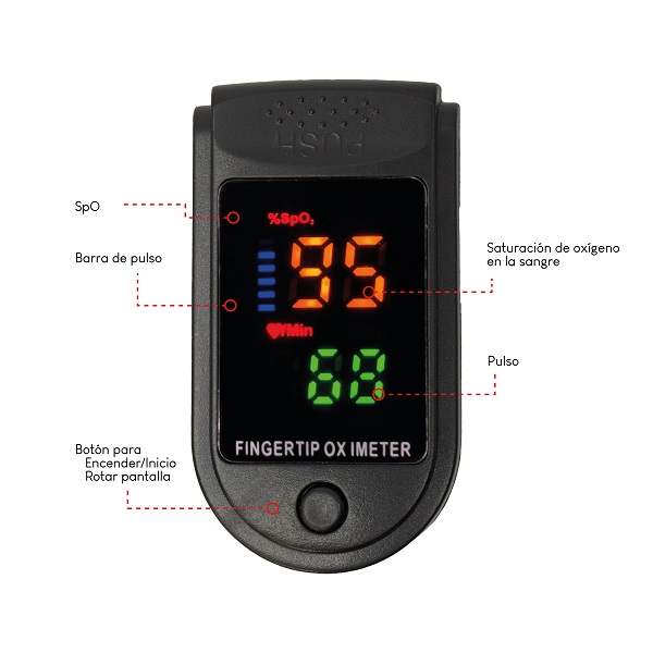 Oxímetro digital de pulso + 10 tricapa. Negro