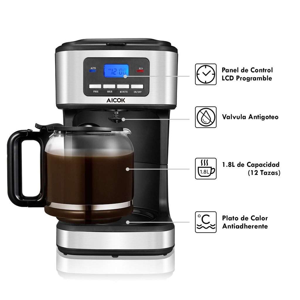 Cafetera Aicok 12 Tazas programable