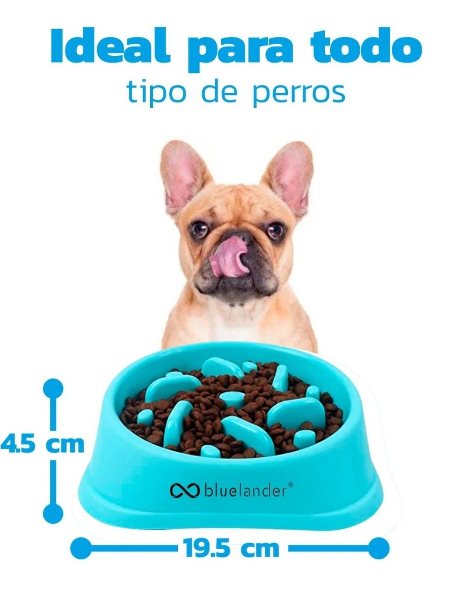 Plato Para Perro de Alimentación Lenta Bluelander Azul