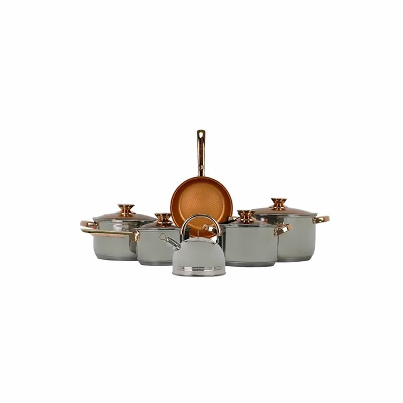 Batería de Cocina Fina Kitchenes Titanium CK1200  Acero Inoxidable 12 Pzas
