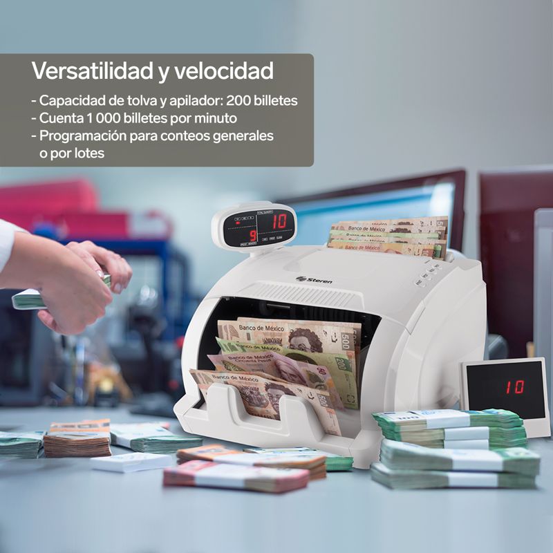 CONTADORA DE BILLETES CON DETECTOR - BILL-100 - STEREN