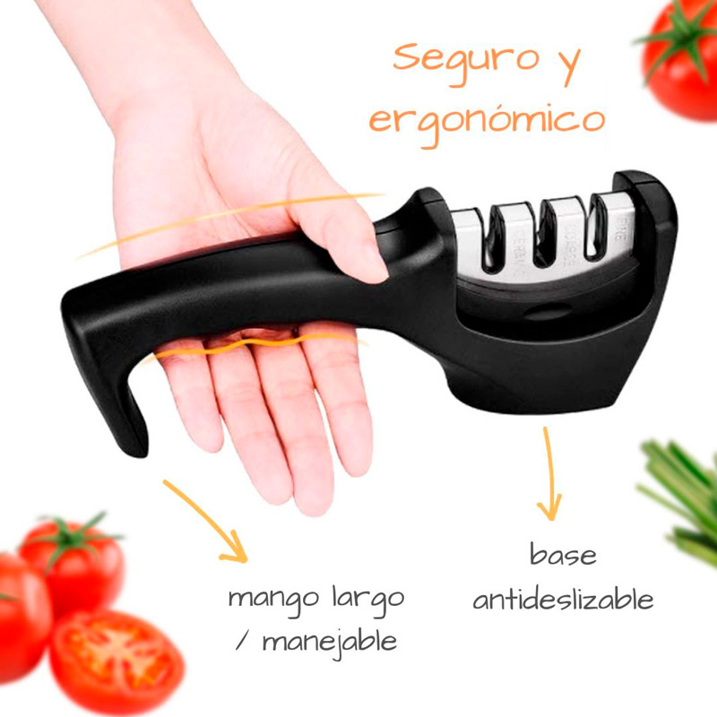 Afilador Cuchillos Portatil 3 Etapas Cocina Ergonomico Hogar
