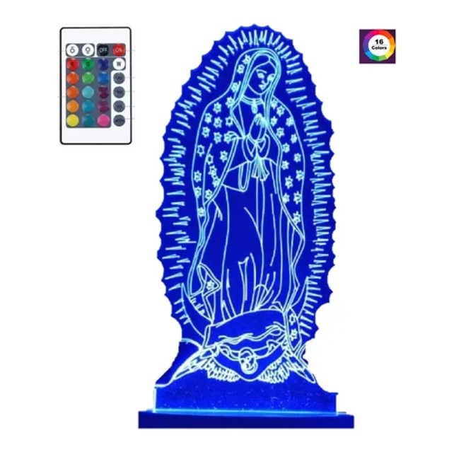 Lampara 3d 3 Colores Virgen De Guadalupe Religión Católico