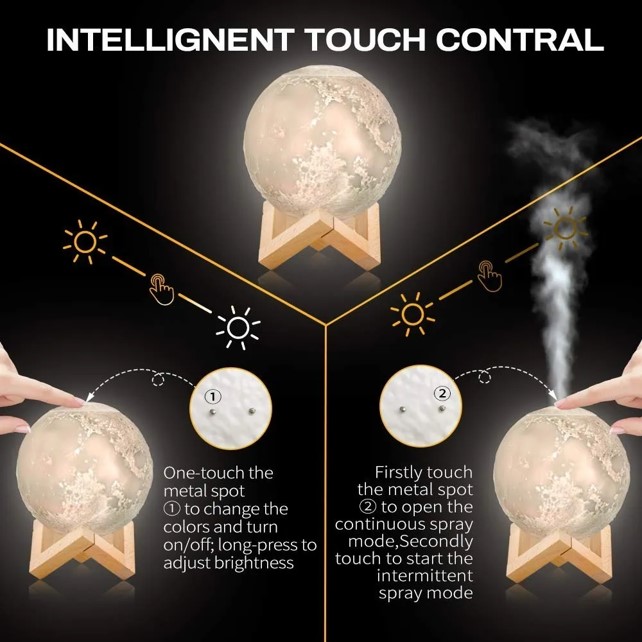 Humidificador Luna Lámpara 3d Aromaterapia Luz Difusor