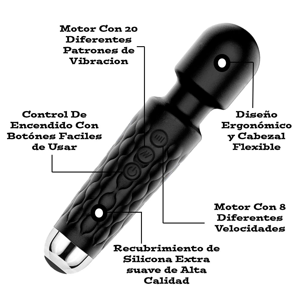 Potente Masajeador Vibrador - Masajeador Inalámbrico, Impermeable y Recargable